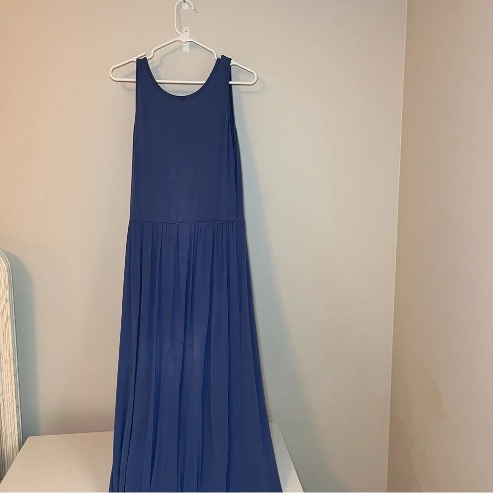 Flowy Soft Grey Summer Blue Maxi Dress 👗